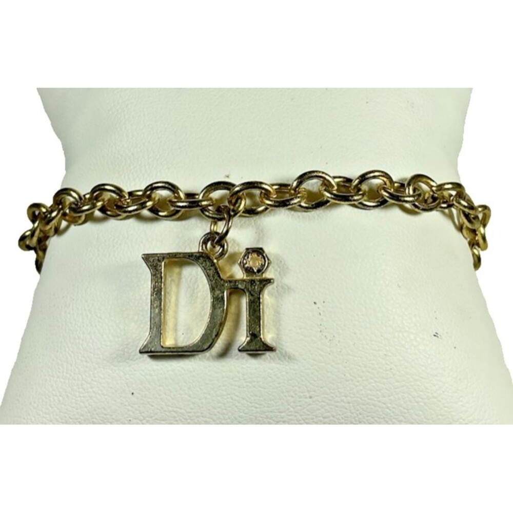 Vintage Diamond International Charm Bracelet DI Gold Tone 7.75” Genuine Stone